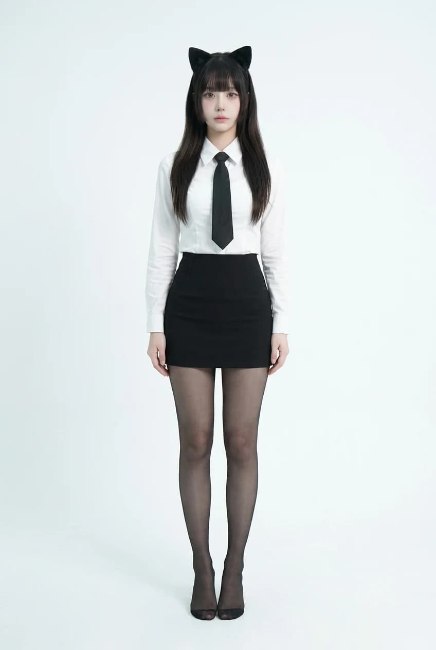 Seated portrait → standing reference: AI result