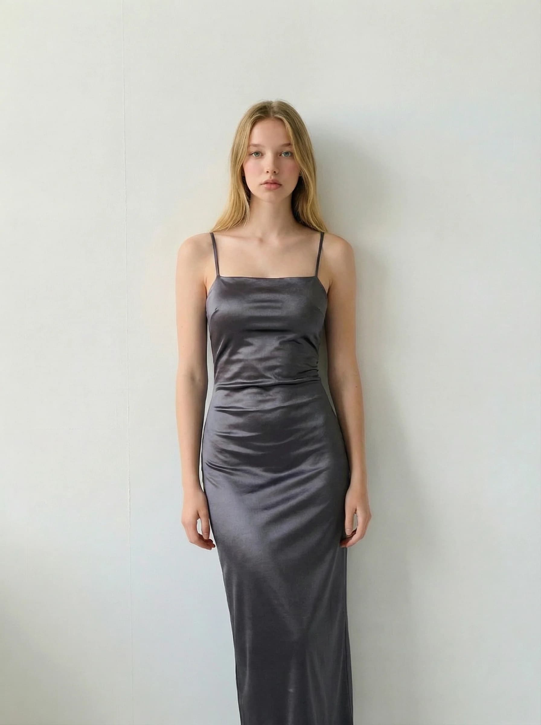 Silk dress → seated reference: Person photo